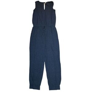 Lanston Jumpsuit Women's L Blue Sleeveless Drawstring Waist Cuffed Jogger NWT